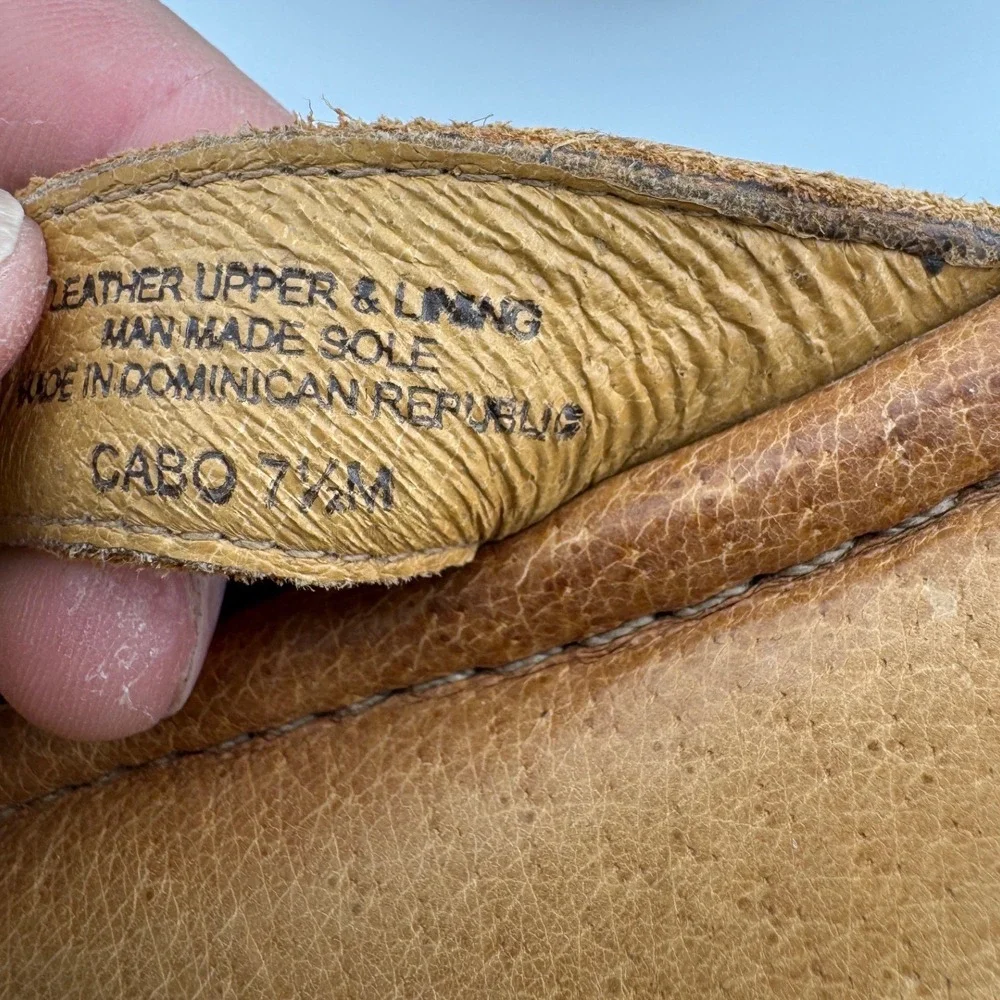 Nature Portland Cabo Wedge Sandals 7.5 Tan Good Leather‎ Thong Platform (1886)